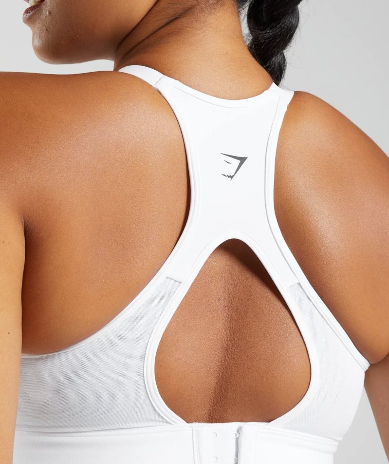 Women's Gymshark Cut Out Back High Support Sports Bra White | CA 0D15A7